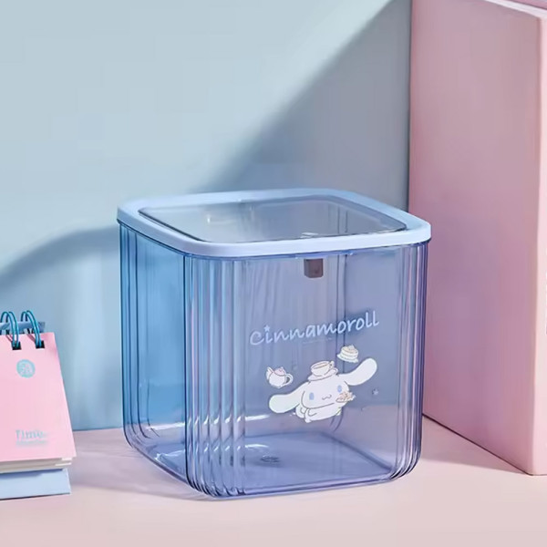 산리오 시나모롤 투명 원터치 휴지통 수납함